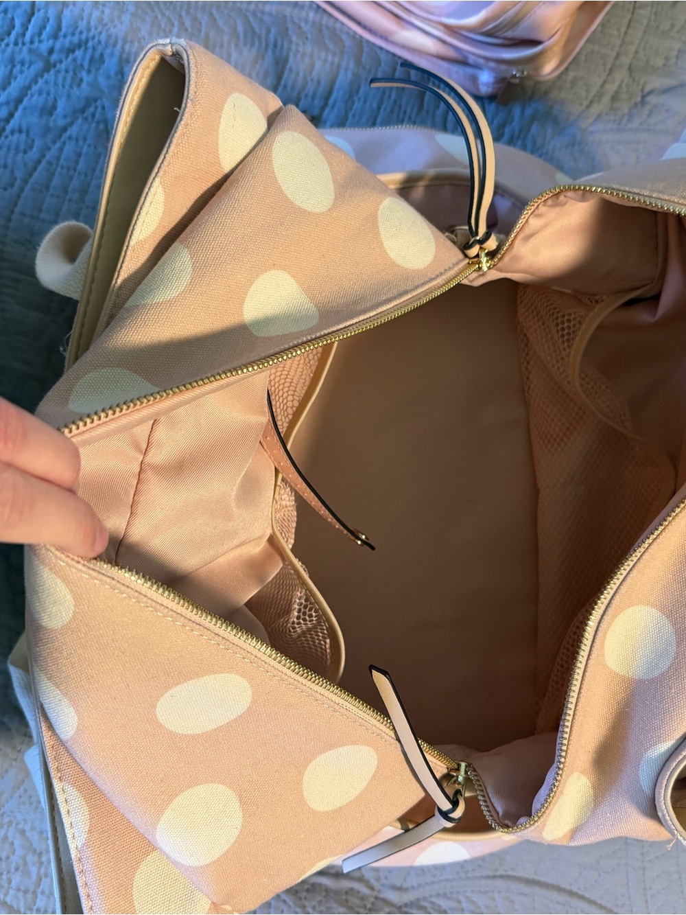 Polka Dot Weekender Tote Bag - Pink Cream - Picture 2 of 4